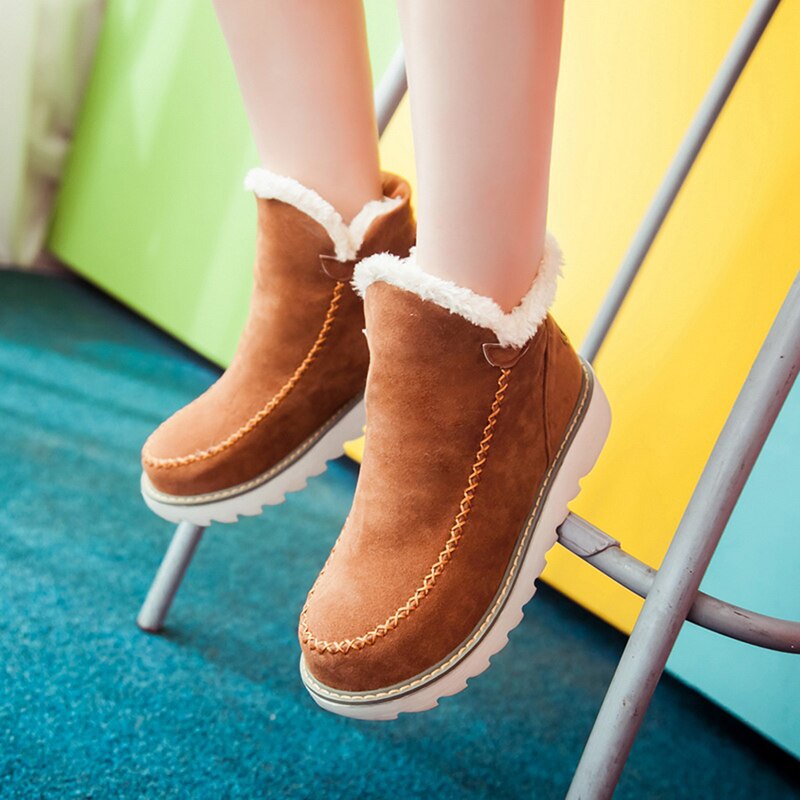 Women’s Suede Flat Heel Boots Ankle Boots Snow Boots With Others