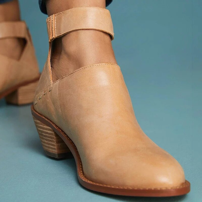 sand pull on chunky ankle boots
