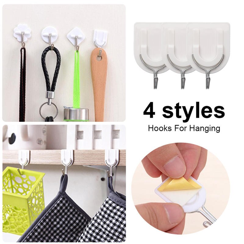 100Pcs Strong Adhesive Wall Sticky Hooks