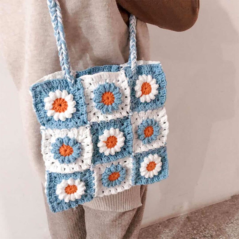 Beginners' knitting bag, hand-made DIY wool, Sunflower crochet, crochet ...