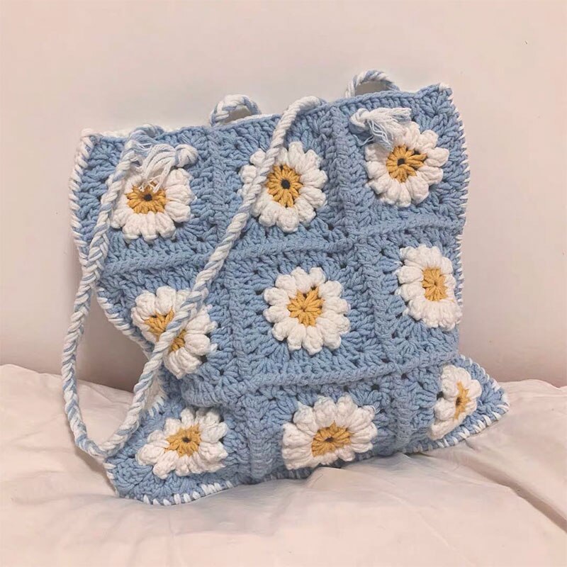 Beginners' knitting bag, hand-made DIY wool, Sunflower crochet, crochet ...